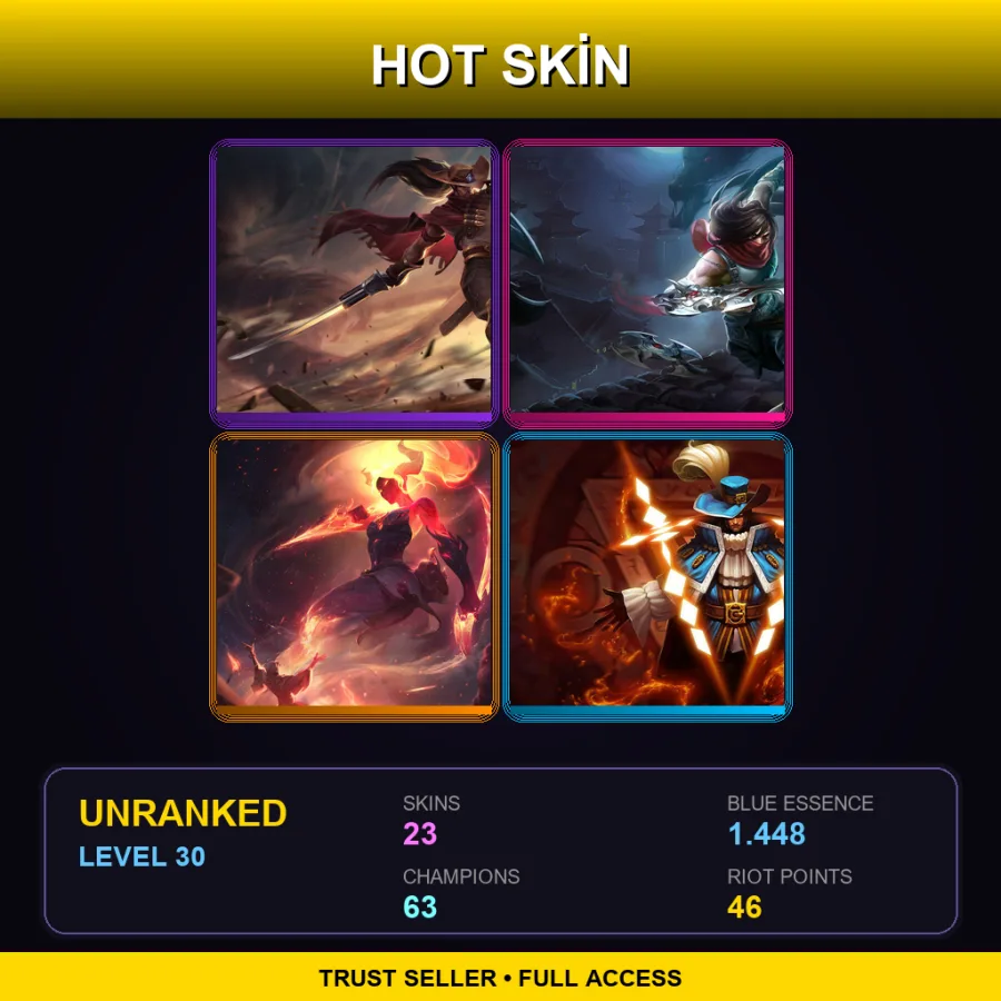 EUNE | Lv30 | Unranked | 23 Skin | 63 Champ — Musketeer Twisted Fate
