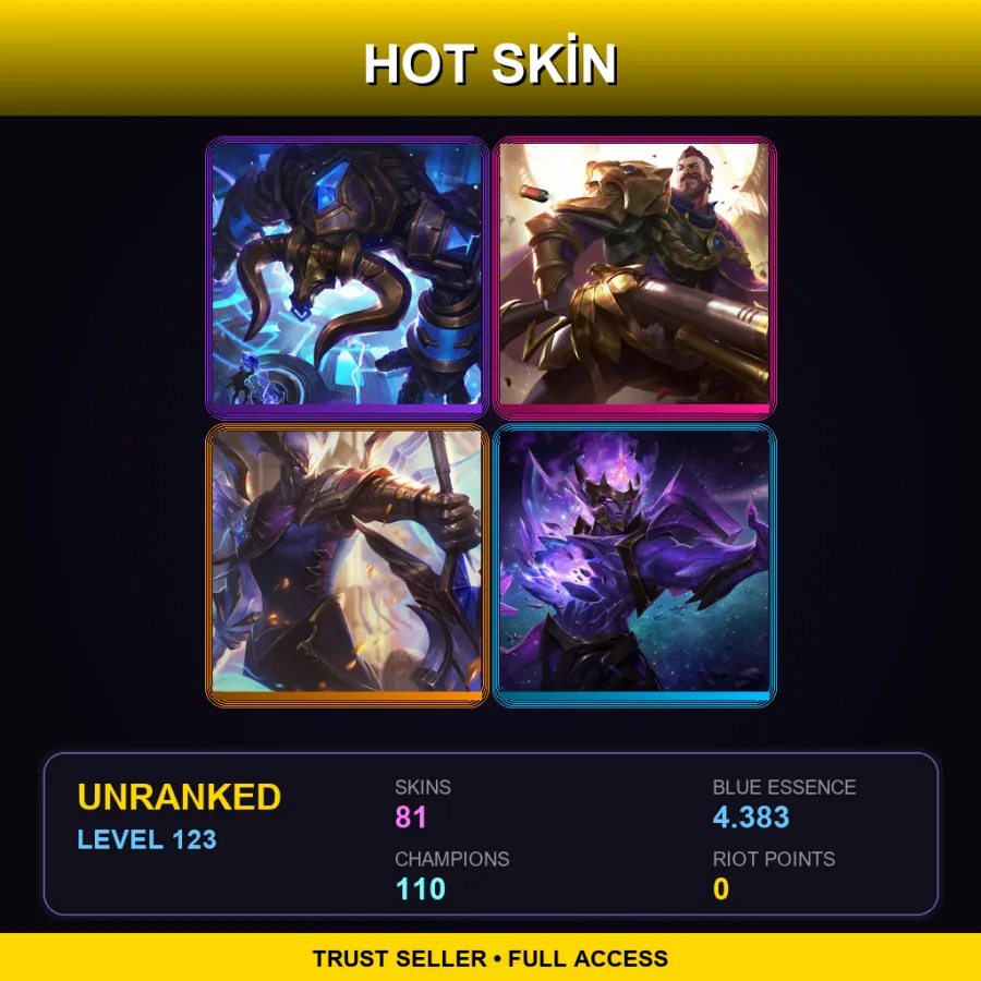 VN | Lv123 | Unranked | 81 Skin | 110 Champ — LoL account