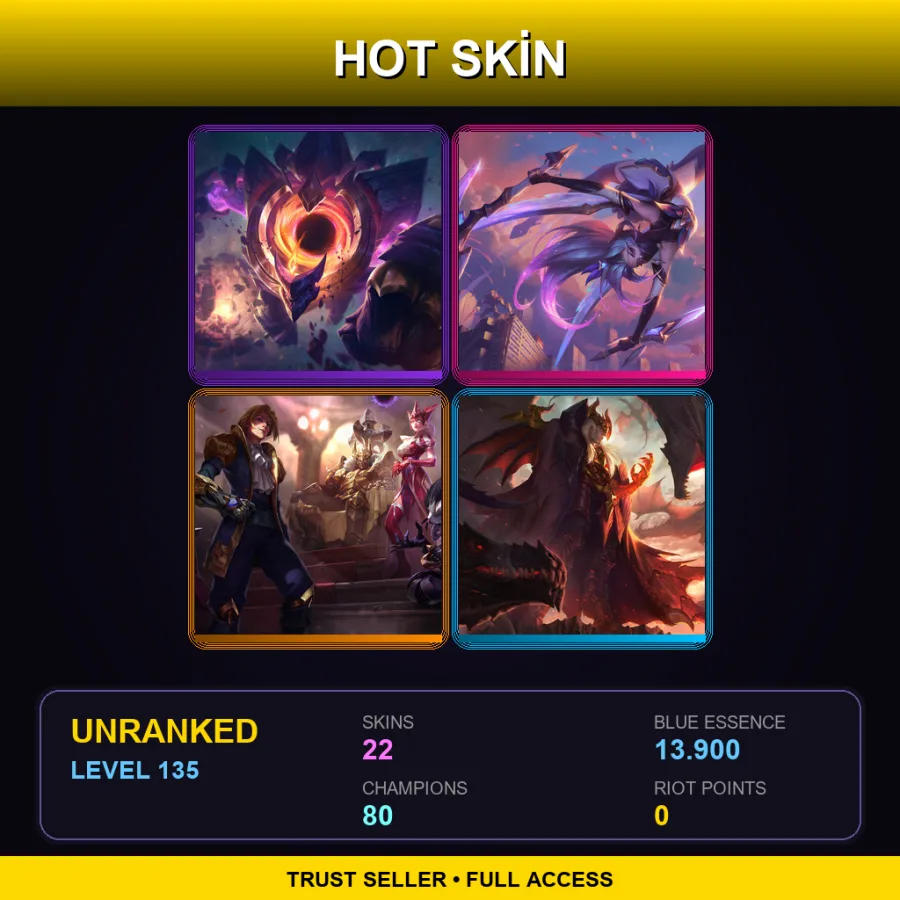 EUNE | Lv135 | Unranked | 22 Skin | 80 Champ