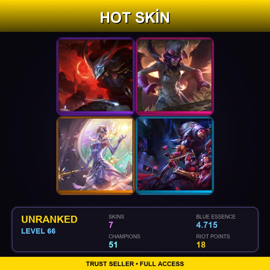 EUNE | Lv66 | Unranked | 7 Skin | 51 Champ — LoL account