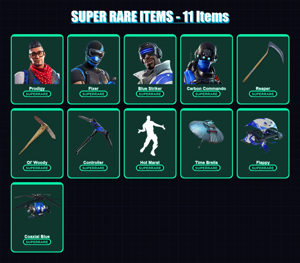 [PS4/PS5/XBOX/PC] | Prodigy | Fixer | Blue Striker | Carbon Commando | Deadpool | 191 skin | 253 pickaxe | 197 emote | 215 glider | Lv3765 — Fortnite account