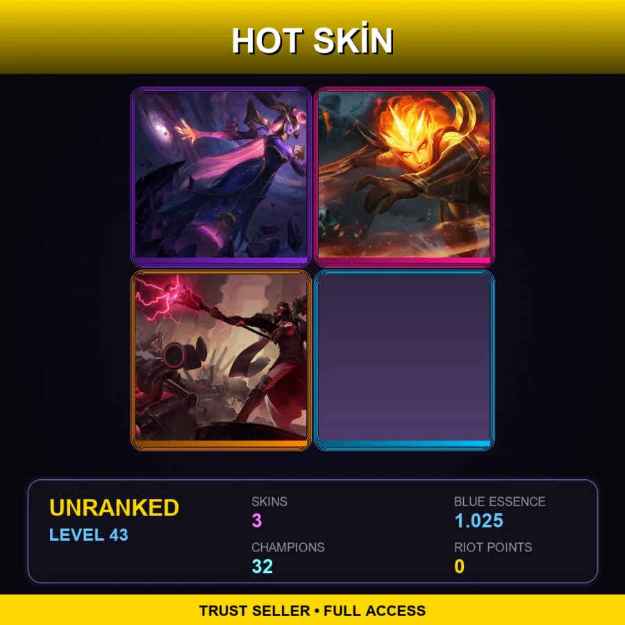 TR | Lv43 | Unranked | 3 Skin | 32 Champ