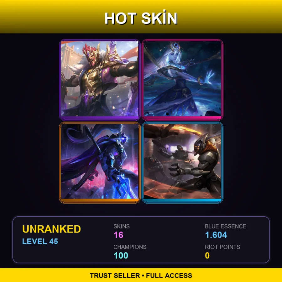 LAN | Victorious Draven | Cosmic Lux | PROJECT: Jax | PROJECT: Yi | 16 Skin | 100 Champ | Lv45