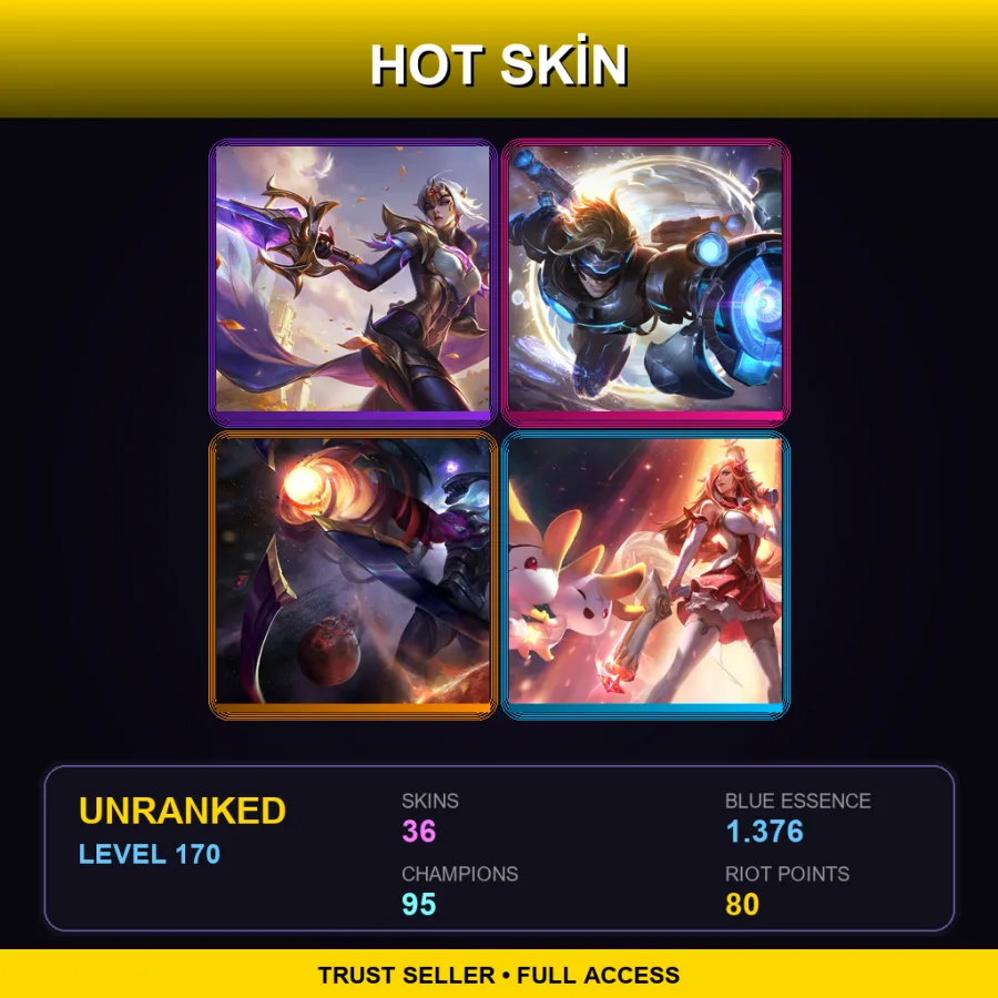 TR | Lv170 | Unranked | 36 Skin | 95 Champ — LoL account