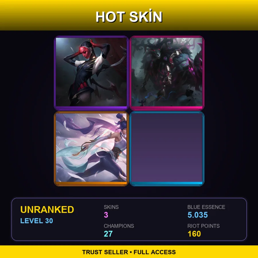 EUW | Lv30 | Unranked | 3 Skin | 27 Champ