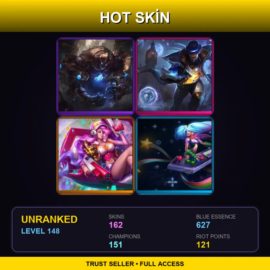 VN | Lv148 | Unranked | 162 Skin | 151 Champ — LoL account