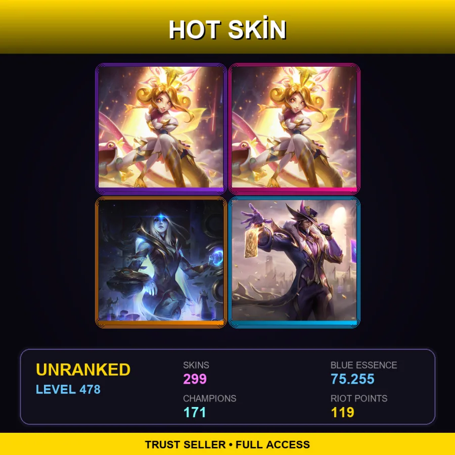 EUNE | Lv478 | Unranked | 299 Skin | 171 Champ — LoL account