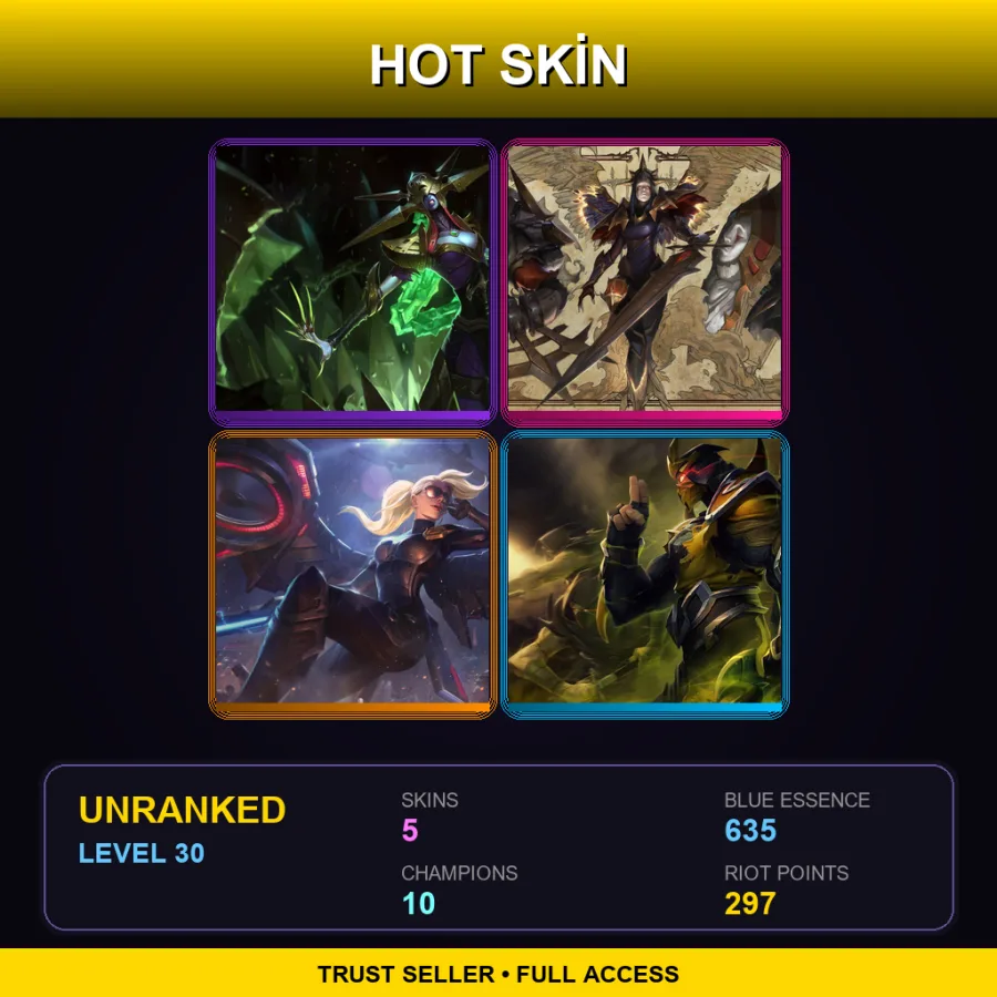 SG | Lv30 | Unranked | 5 Skin | 10 Champ — LoL account
