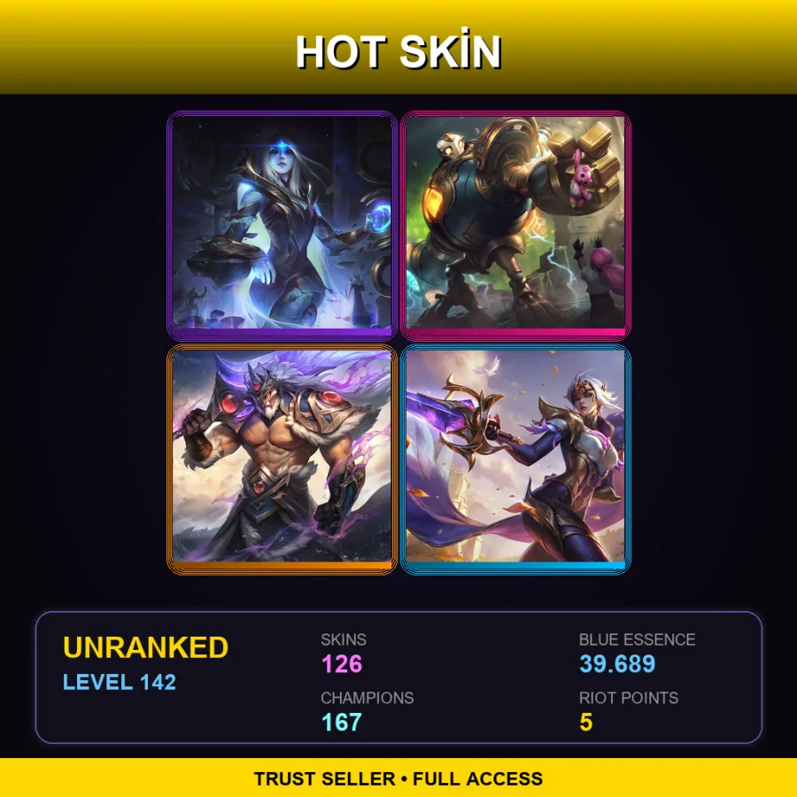 SG | Lv142 | Unranked | 126 Skin | 167 Champ