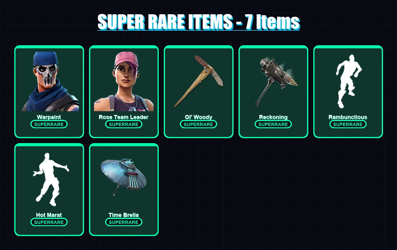 [SWITCH/PSN/PC] | Warpaint | Rose Team Leader | Midas | Ronin | Gear Specialist Maya | 108 skin | 81 pickaxe | 161 emote | 82 glider | Lv1000