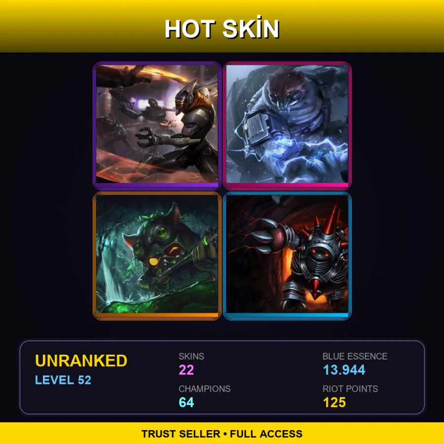 NA | PROJECT: Yi | Northern Storm Volibear | Omega Squad Teemo | Chrome Rammus | 22 Skin | 64 Champ | Lv52