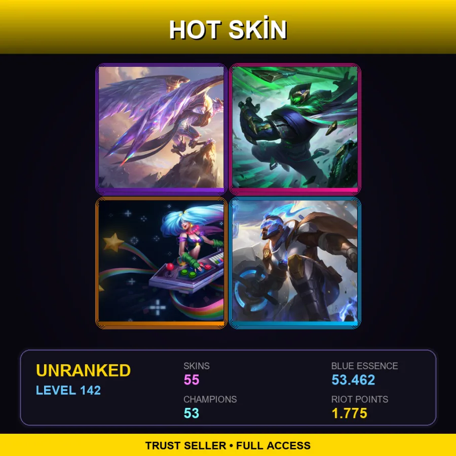 EUNE | Lv142 | Unranked | 55 Skin | 53 Champ — Unranked / Smurf League of Legends