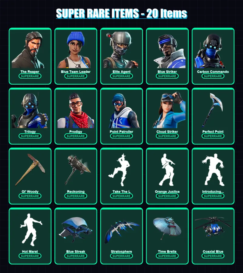 [PC/XBOX/PSN] | The Reaper | Midas | Blue Team Leader | Elite Agent | Blue Striker | 200 skin | 204 pickaxe | 188 emote | 183 glider | Lv2695 — Fortnite account
