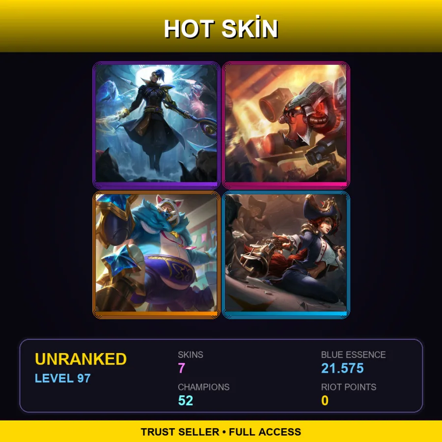 EUW | Lv97 | Unranked | 7 Skin | 52 Champ