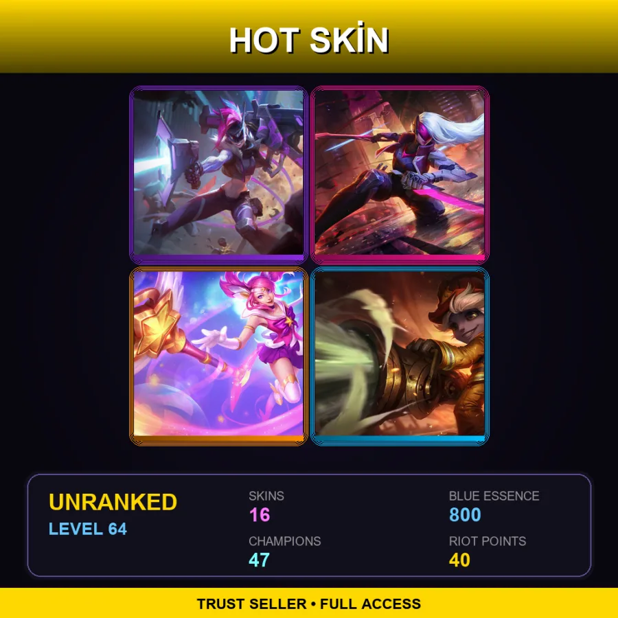 LAN | Lv64 | Unranked | 16 Skin | 47 Champ
