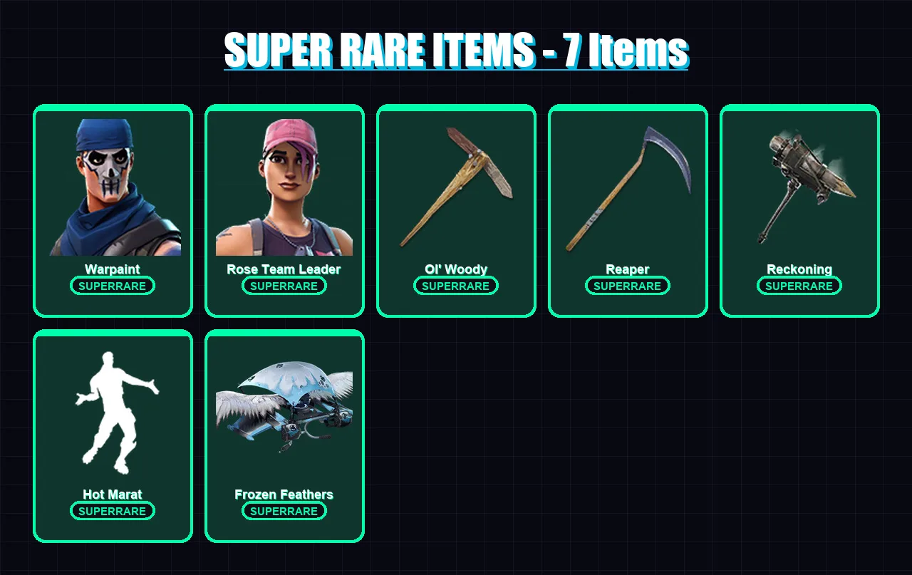 [PC/XBOX/PSN] | Warpaint | Rose Team Leader | Catalyst | Hybrid | Sentinel | 83 skin | 70 pickaxe | 72 emote | 67 glider | Lv908