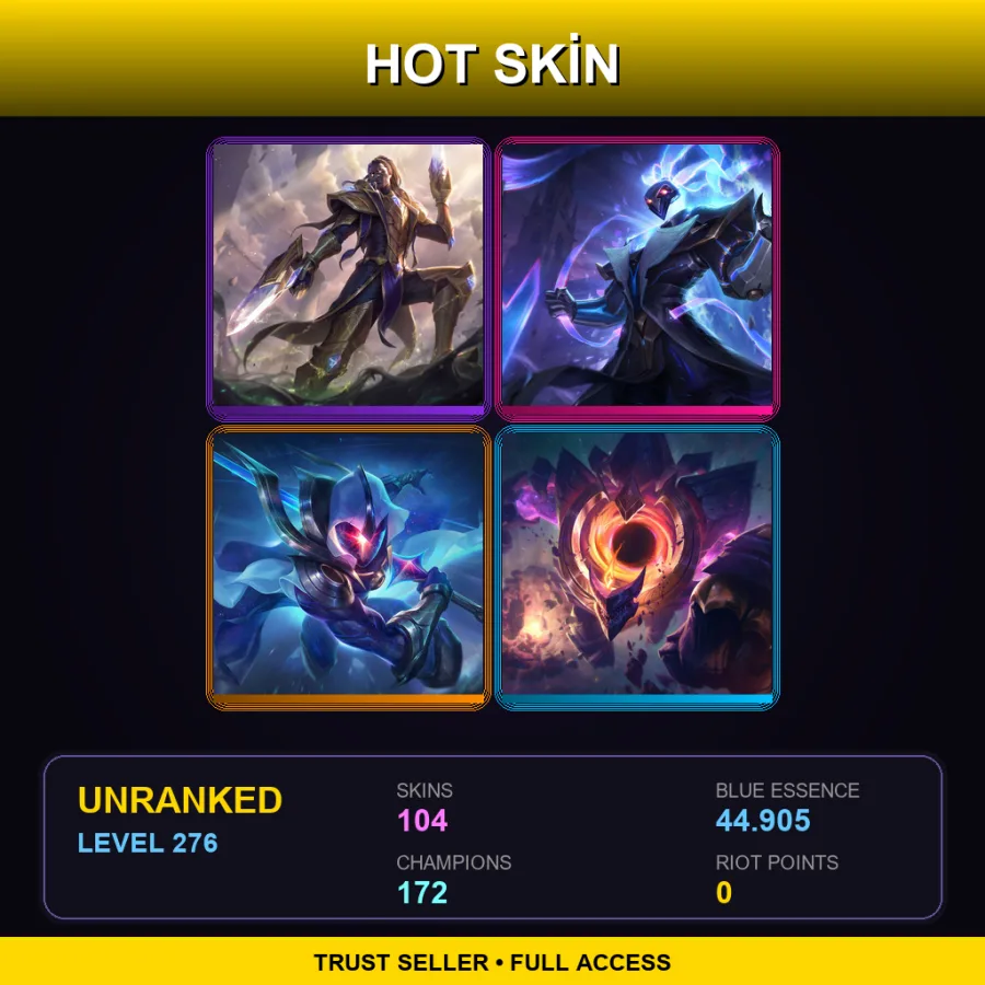 SG | Victorious Lucian | Pulsefire Thresh | Cosmic Blade Master Yi | Dark Star Malphite | 104 Skin | 172 Champ | Lv276
