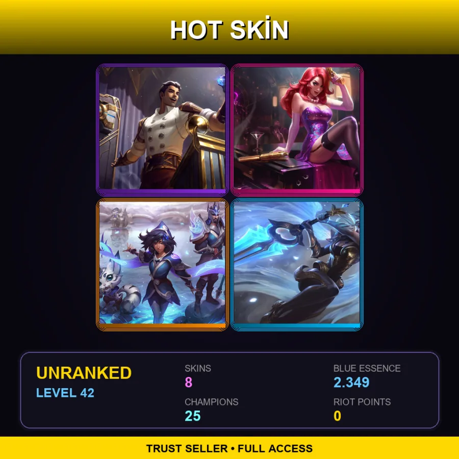 EUNE | Lv42 | Unranked | 8 Skin | 25 Champ — LoL account