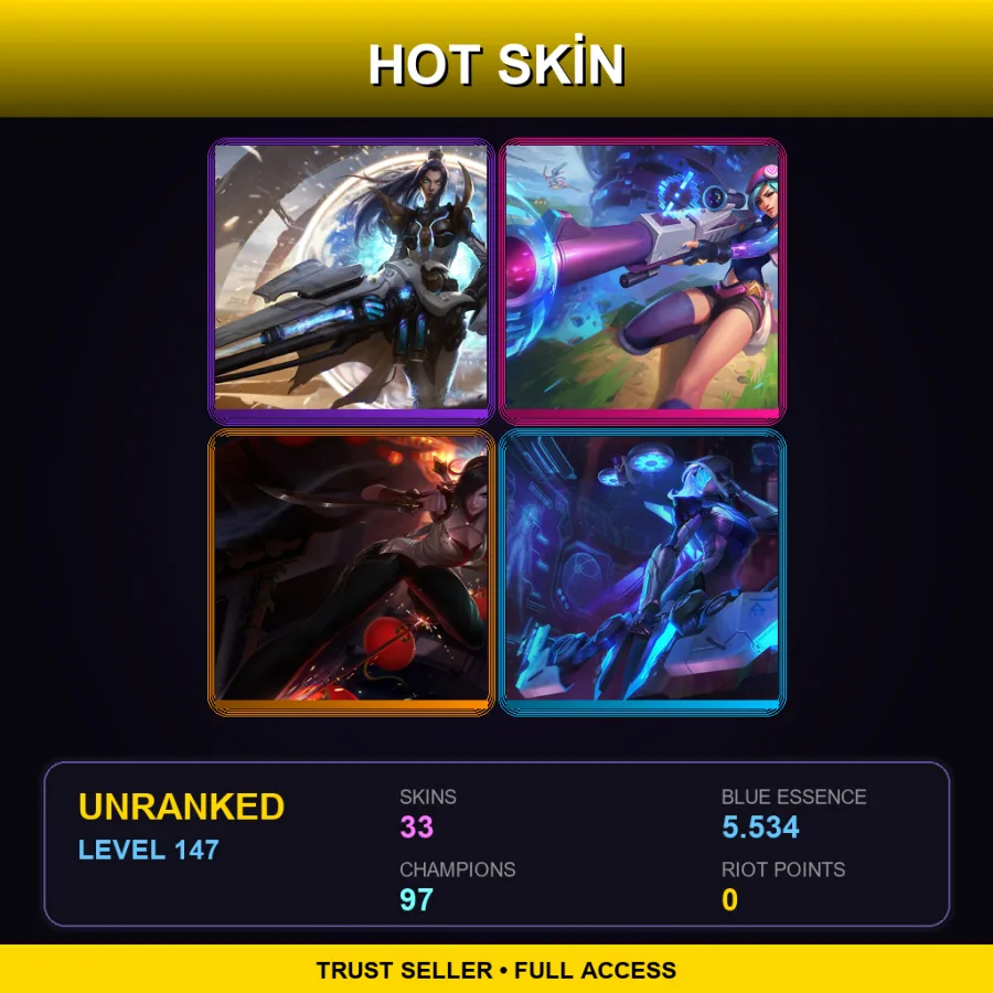 TR | Lv147 | Unranked | 33 Skin | 97 Champ