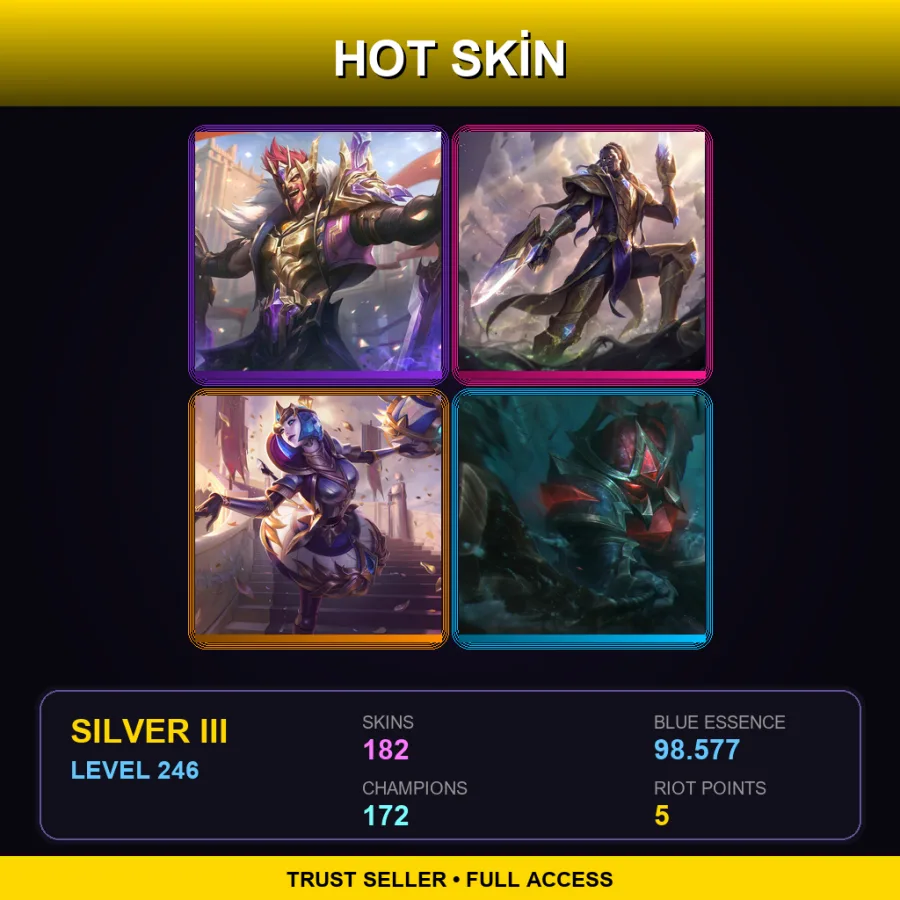 VN | Lv246 | Silver III | 182 Skin | 172 Champ — LoL account