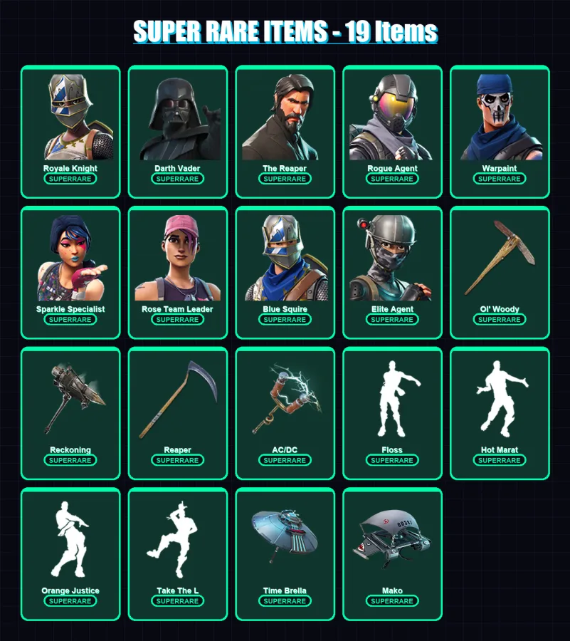 [PC/PSN] | Royale Knight | Darth Vader | The Reaper | Rogue Agent | Warpaint | 159 skin | 168 pickaxe | 113 emote | 147 glider | Lv1791