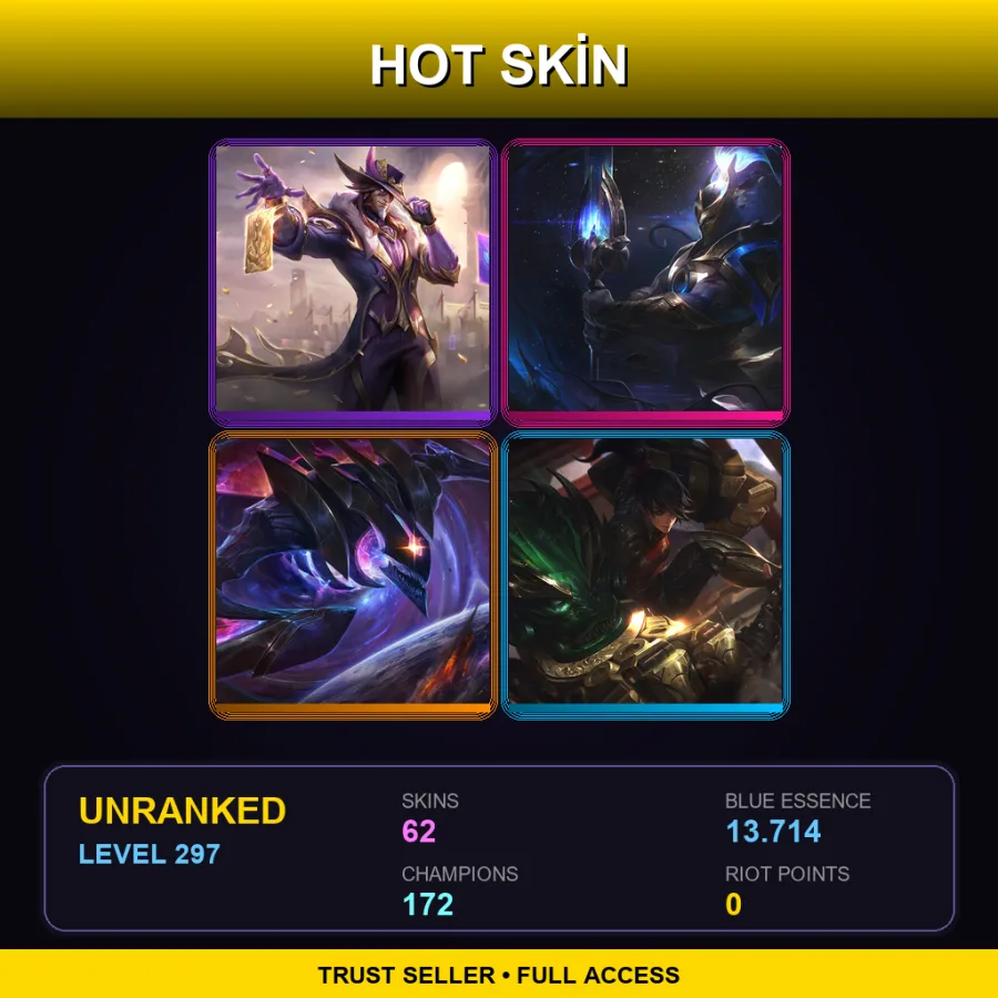 EUNE | Lv297 | Unranked | 62 Skin | 172 Champ — High Noon Senna