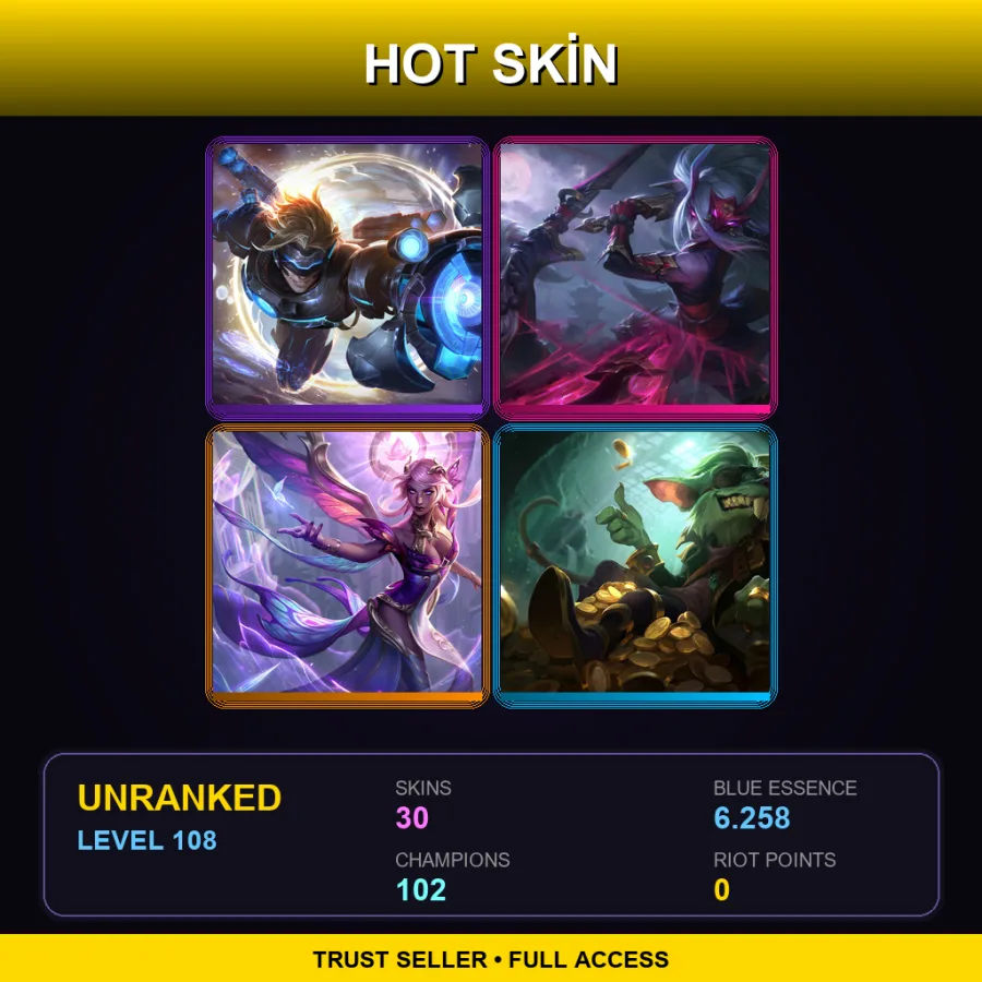 LAS | Lv108 | Unranked | 30 Skin | 102 Champ
