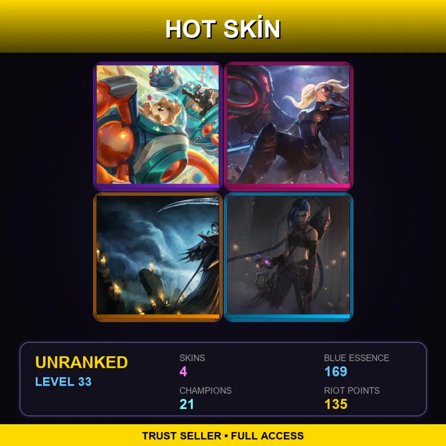 EUW | Lv33 | Unranked | 4 Skin | 21 Champ