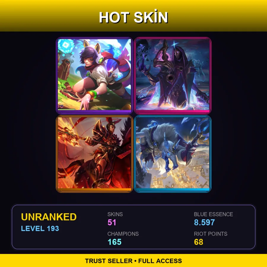EUW | Lv193 | Unranked | 51 Skin | 165 Champ with Ashe