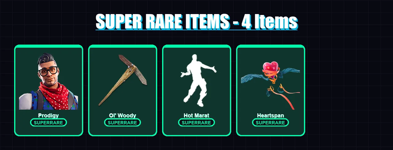 [PS4/PS5/XBOX/PC] | Prodigy | Catalyst | Blackheart | Hybrid | Mandalorian | 66 skin | 121 pickaxe | 82 emote | 108 glider | Lv1632