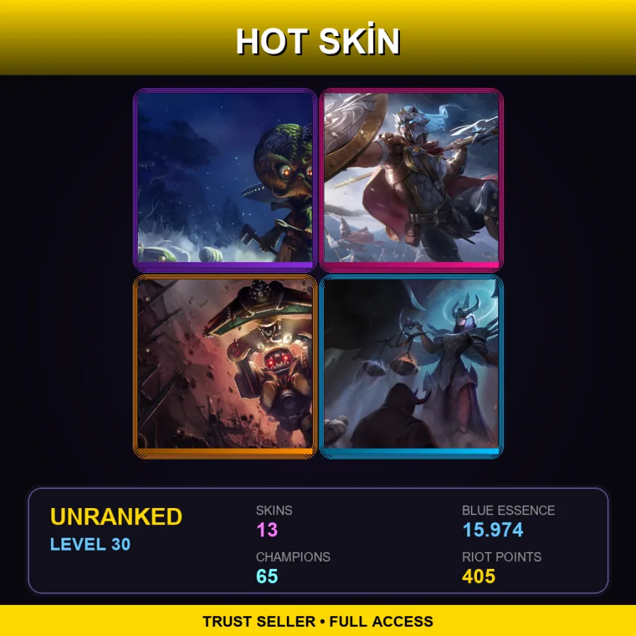 EUNE | Lv30 | Unranked | 13 Skin | 65 Champ