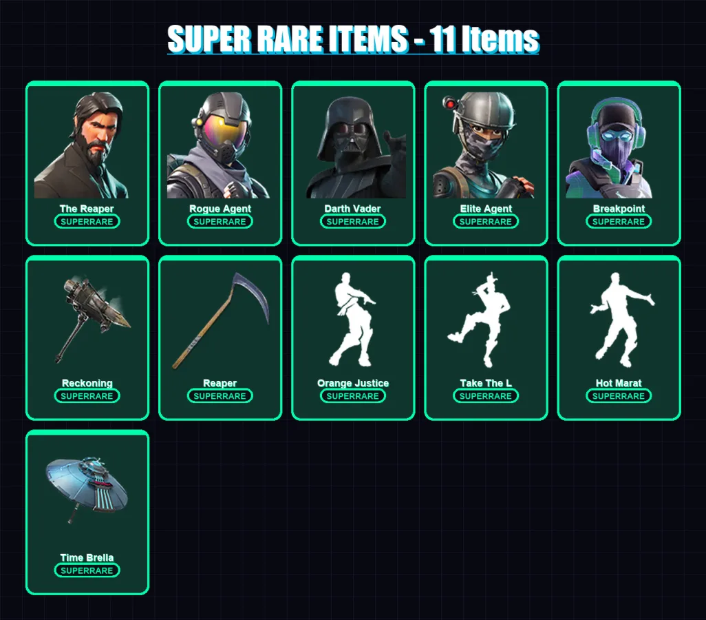 [PC/XBOX] | The Reaper | Rogue Agent | Darth Vader | Elite Agent | Breakpoint | 238 skin | 273 pickaxe | 203 emote | 227 glider | Lv6661
