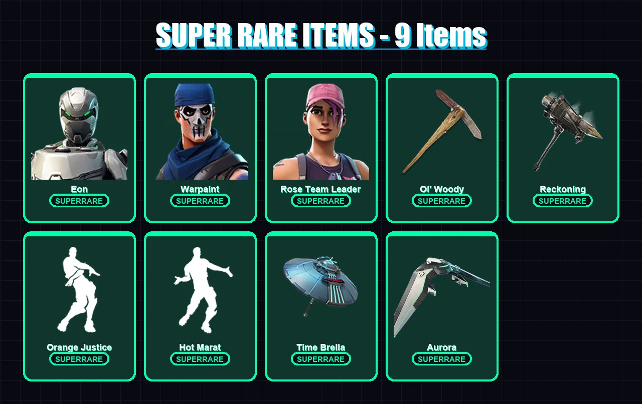 [PC/PSN] | Eon | Warpaint | Rose Team Leader | Hybrid | Rox | 60 skin | 58 pickaxe | 102 emote | 66 glider | Lv897