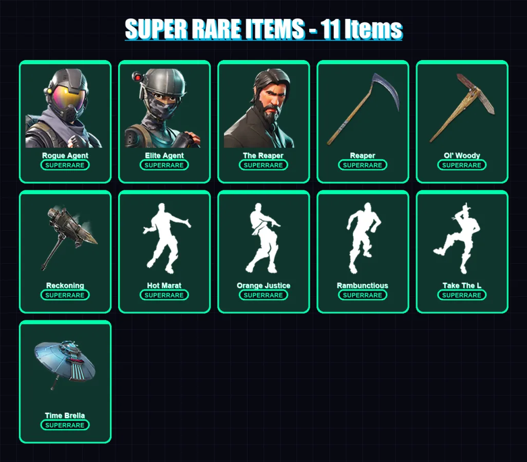 [PC/PSN] | Rogue Agent | Elite Agent | The Reaper | Enforcer | Dark Voyager | 163 skin | 146 pickaxe | 131 emote | 122 glider | Lv1529