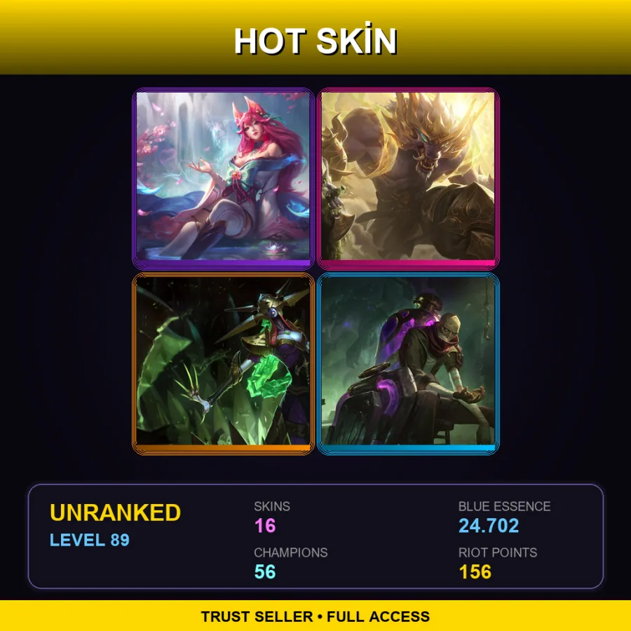 LAN | Lv89 | Unranked | 16 Skin | 56 Champ