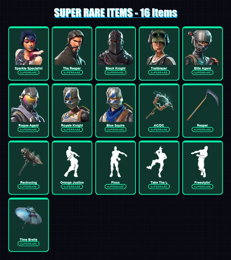 [PC/XBOX/PSN] | Sparkle Specialist | The Reaper | Black Knight | Trailblazer | Elite Agent | 104 skin | 126 pickaxe | 126 emote | 117 glider | Lv205