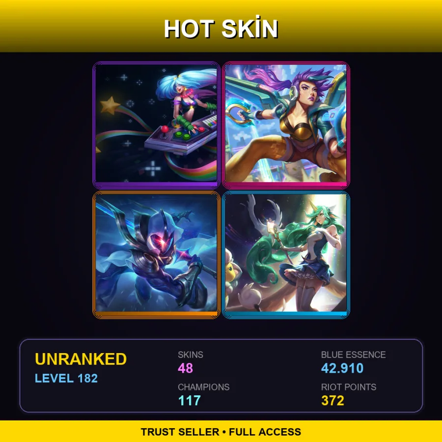 LAN | Lv182 | Unranked | 48 Skin | 117 Champ — LoL account