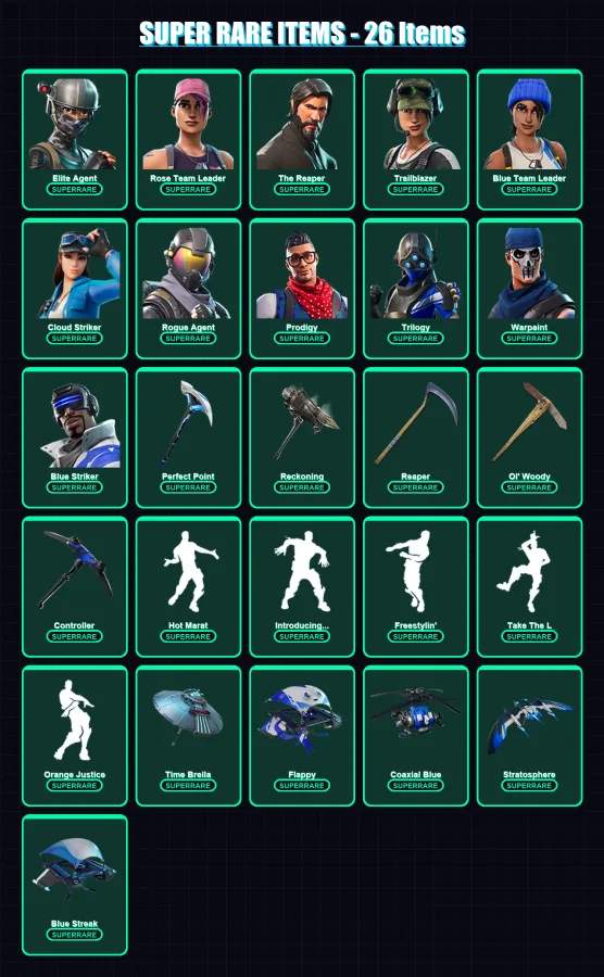 [PS4/PS5/XBOX/PC] | Elite Agent | Rose Team Leader | The Reaper | 116 skin | Lv1487