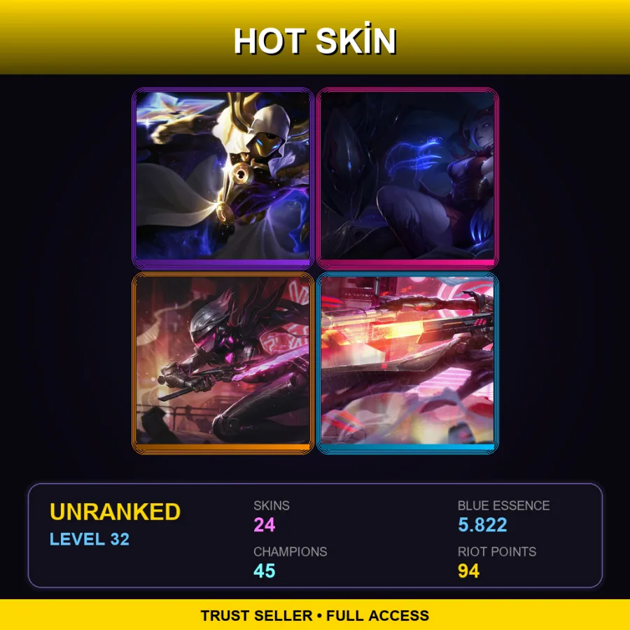 LAN | Lv32 | Unranked | 24 Skin | 45 Champ — Cosmic Reaver Kassadin