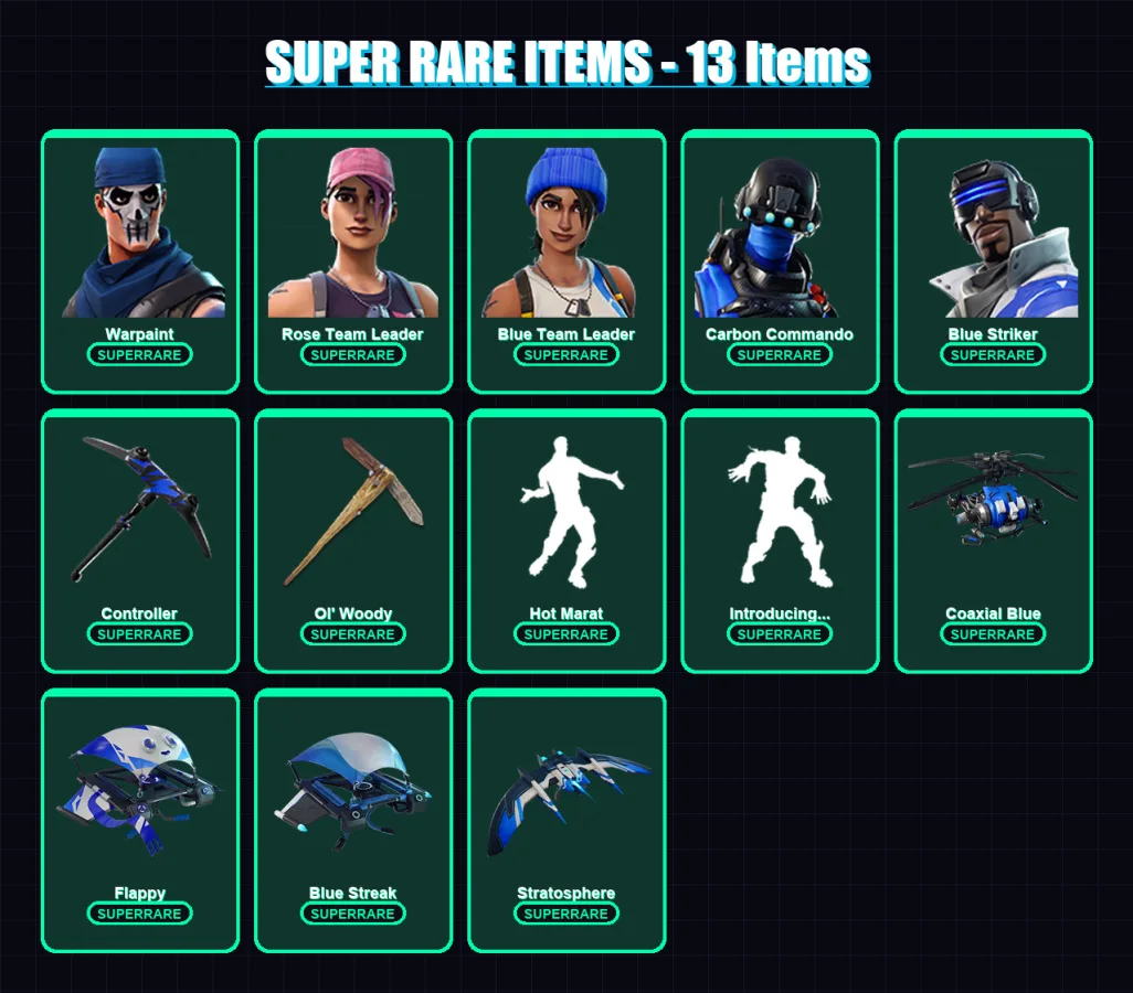 [PS4/PS5/XBOX/PC] | Warpaint | Rose Team Leader | Blue Team Leader | 29 skin | Lv611 — Fortnite account