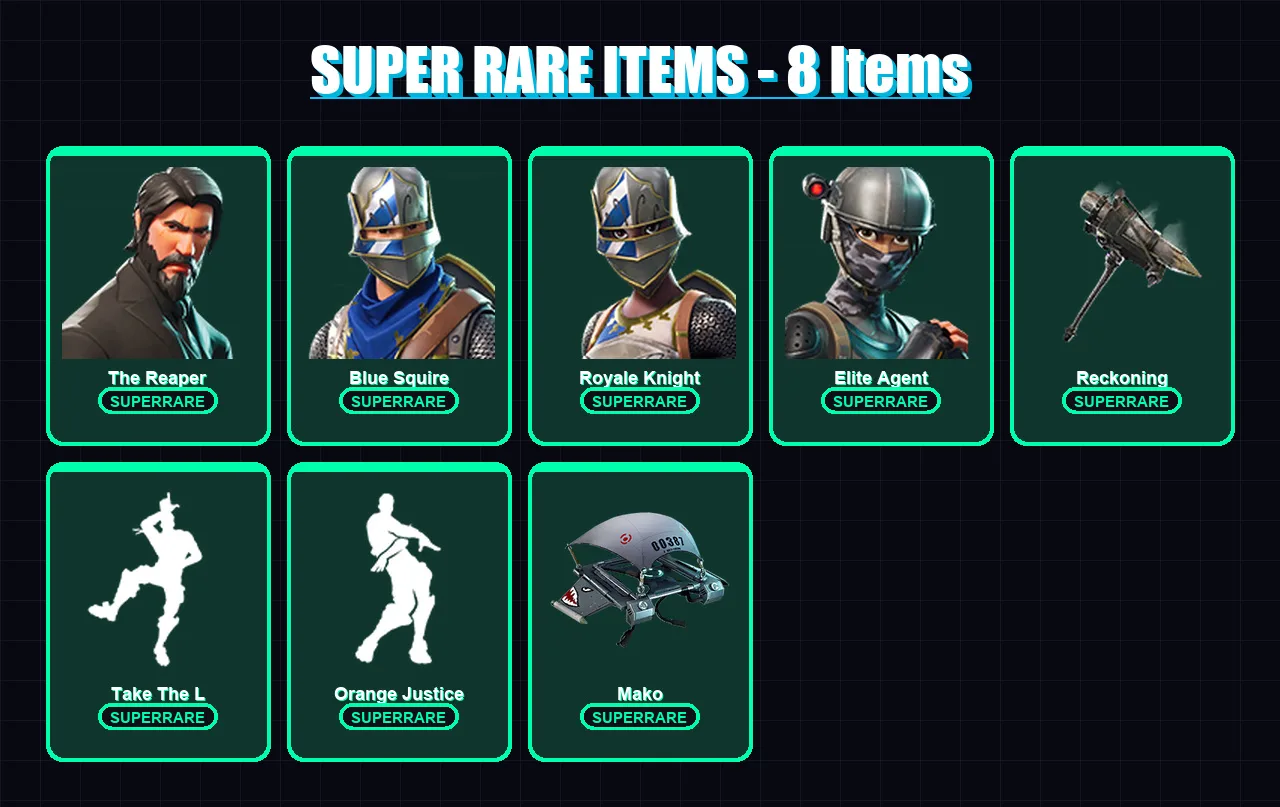 [PC/XBOX/PSN] | The Reaper | Blue Squire | Royale Knight | Elite Agent | Paradigm (Reality-659) | 58 skin | 52 pickaxe | 52 emote | 50 glider | Lv67