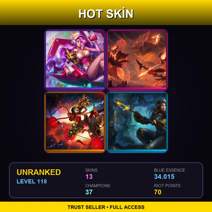 LAS | Lv118 | Unranked | 13 Skin | 37 Champ