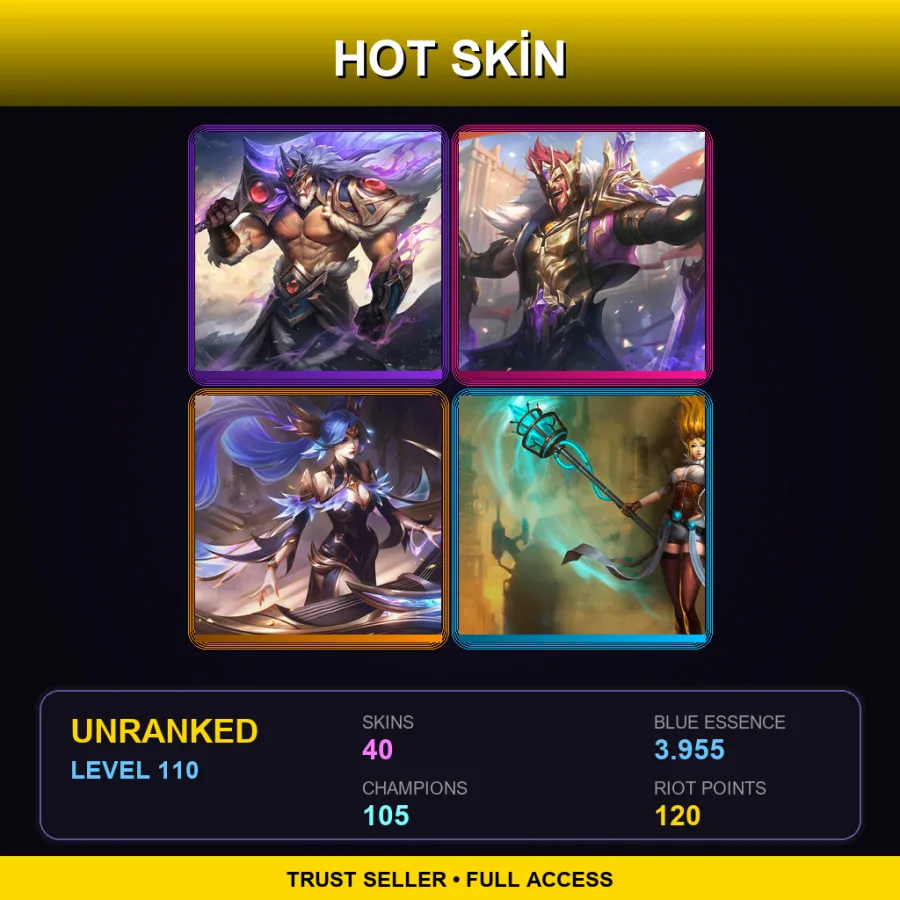 TR | Lv110 | Unranked | 40 Skin | 105 Champ — LoL account