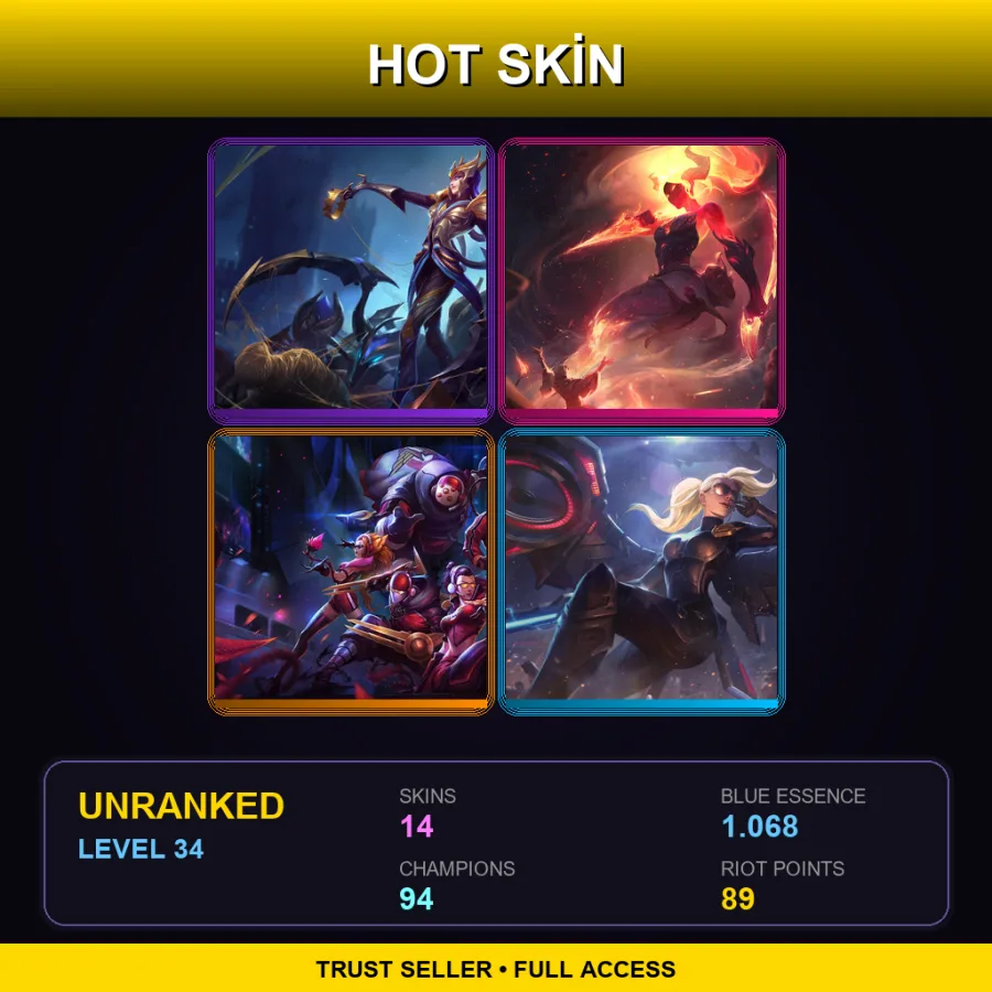 EUNE | Lv34 | Unranked | 14 Skin | 94 Champ
