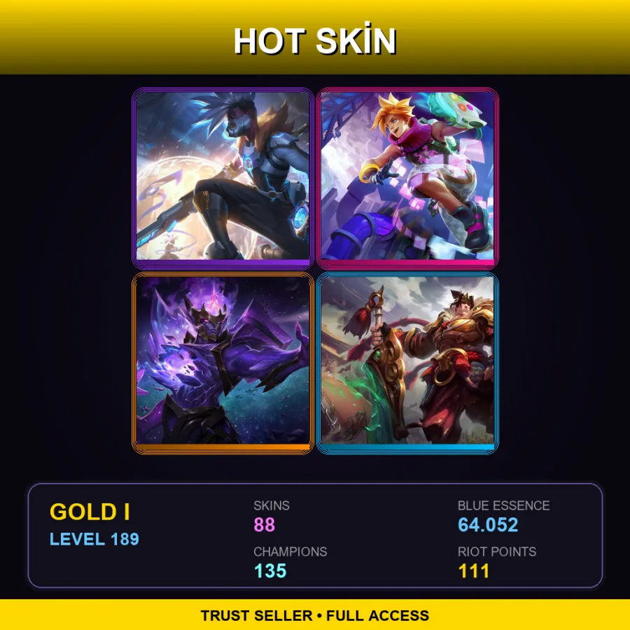 TR | Lv189 | Gold I | 88 Skin | 135 Champ
