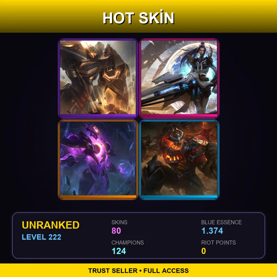 EUNE | Prestige Mecha Kingdoms Garen | Pulsefire Caitlyn | Dark Star Xerath | High Noon Mordekaiser | 80 Skin | 124 Champ | Lv222