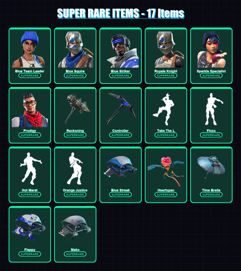 [PC/XBOX] | Blue Team Leader | Blue Squire | Blue Striker | Royale Knight | Sparkle Specialist | 79 skin | 91 pickaxe | 73 emote | 85 glider | Lv116