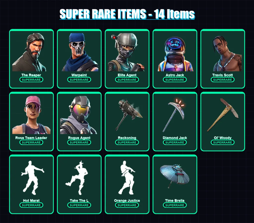 [PC/PSN] | The Reaper | Warpaint | Elite Agent | Astro Jack | Travis Scott | 85 skin | 80 pickaxe | 124 emote | 78 glider | Lv894