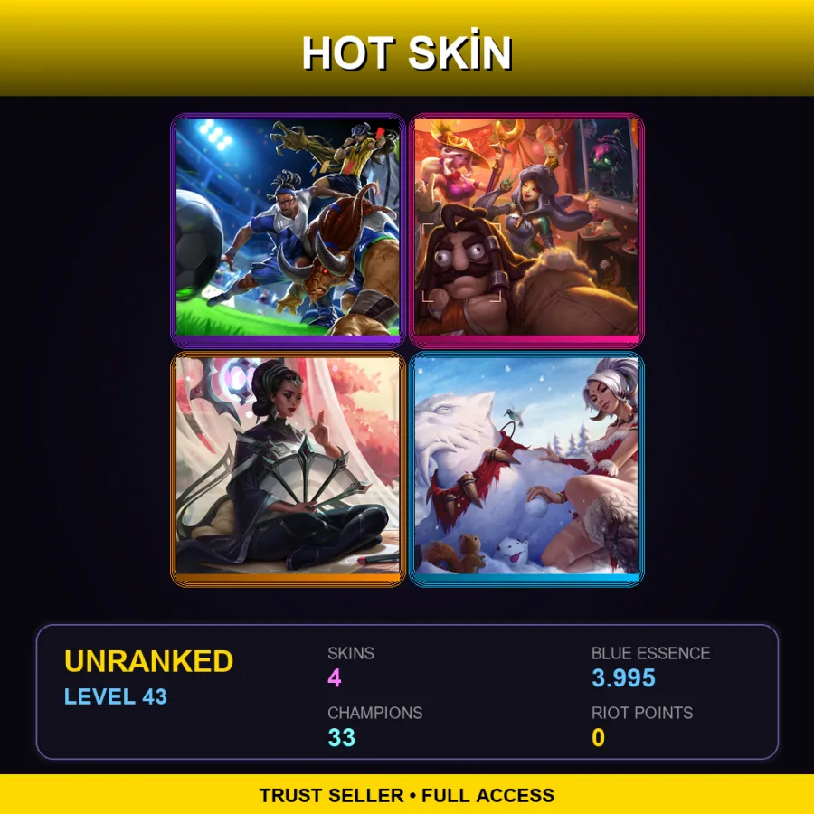 NA | Lv43 | Unranked | 4 Skin | 33 Champ