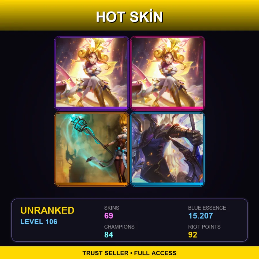 BR | Lv106 | Unranked | 69 Skin | 84 Champ — LoL account